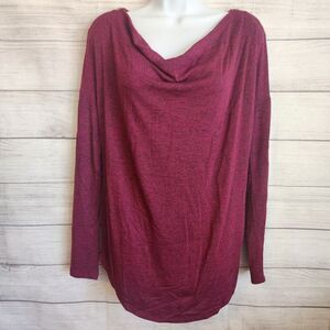 Carmen Marc Valvo S Cowl Neck Tunic Top Burgundy Soft Luxe Chic